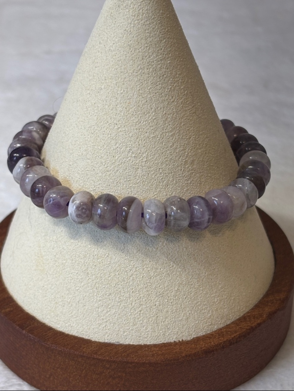 8mm Genuine Rondel Chevron Amethyst Gemstone Bracelet